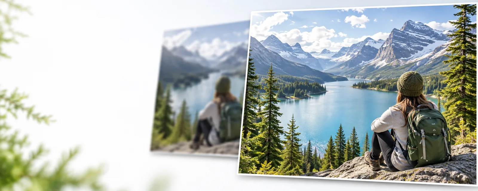 A collection of enhanced photographs showing different subjects and lighting conditions