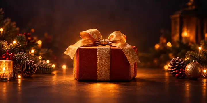 Une photo de produit festive avec un éclairage saisonnier chaleureux