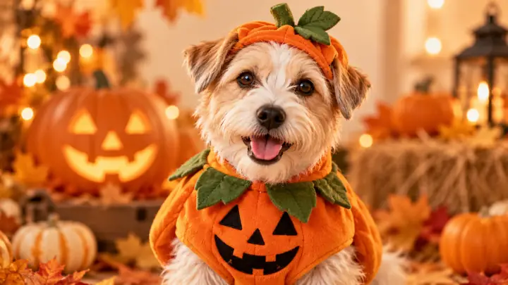 Un animal de compagnie dans une photographie ludique inspirée d’Halloween